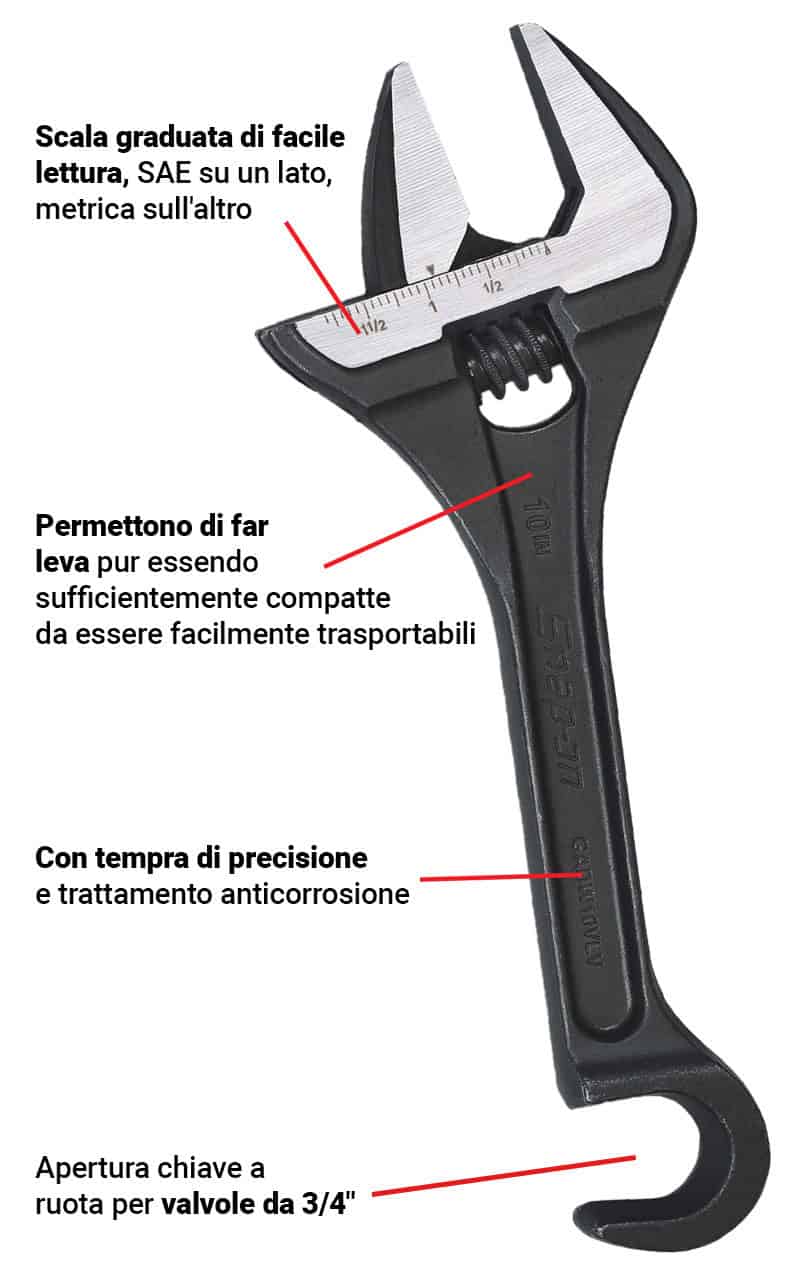 Adjustable Valve Persuader Wrenches with text ITALIAN